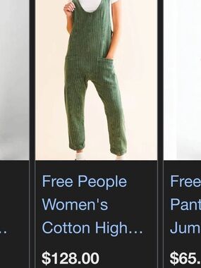 Free People high rolled Olive Green Corduroy Jumpsuit